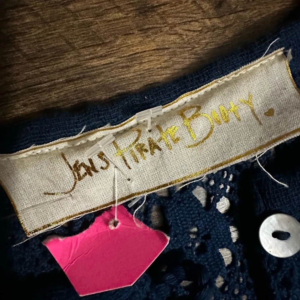 Jen’s Pirate Booty linen shirt with ruffles and ruffles. Deep blue. Size S. - Picture 5 of 14